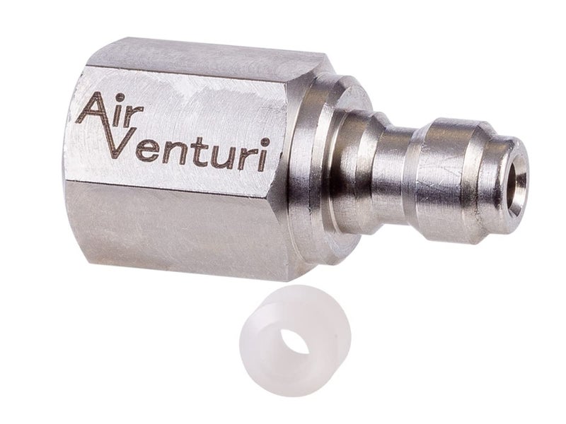 Air Venturi وصلة سريعة للذكور من إير فنتوري، خيوط أنثوية 1/8 BSPP، فولاذ، مصنفة حتى 5000 PSI، تشمل ختم ديلرين - Image 1